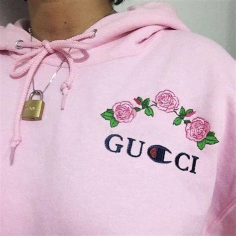 gucci champion flower hoodie